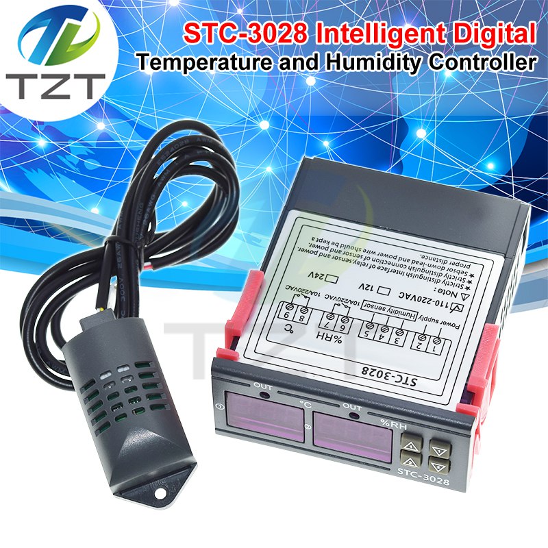 STC-3028 Dual Digital Temperature Humidity Controller 110-220V Thermoregulator Thermostat for Heating Cooling in Incubator