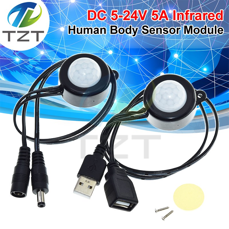 PIR Motion Sensor Switch DC6V-24V2A PIR Infrared Motion Human Body Sensor Detector Switch Light Sensor Adjustable for LED Strip