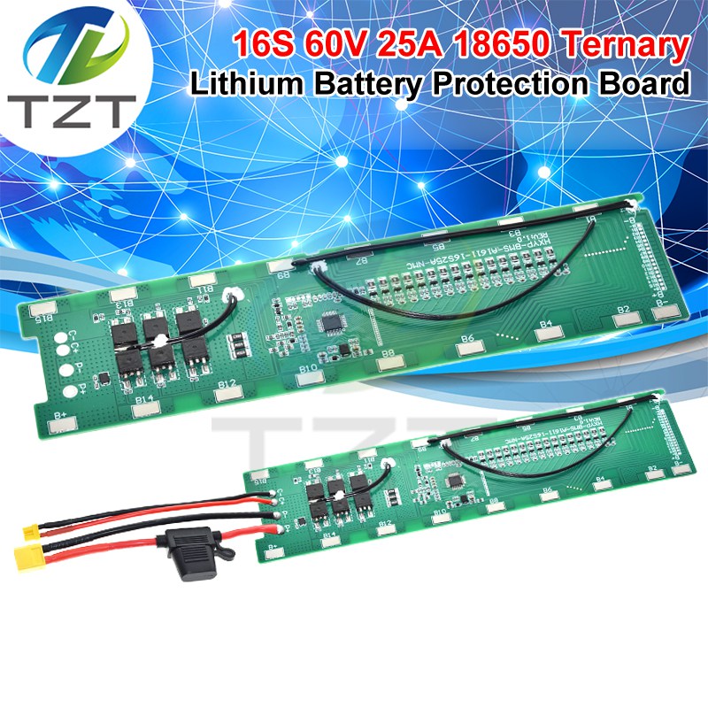 BMS 16S 60V 25A Lmo Ternary Li-ion Lithium 18650 Battery Charge Protection Board With Balance With Temperature Control