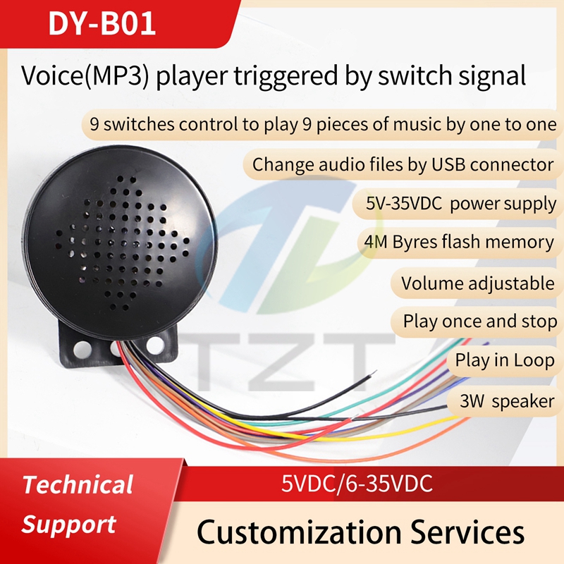 Voice prompter multi-channel trigger MP3 player custom voice customized access control security alarm speaker B01