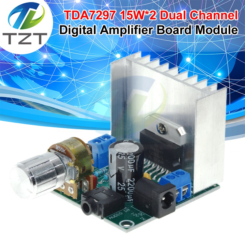 TZT TDA7297 amplifier board digital amplifier board dual-channel amplifier board finished no noise 12V dual 15W (A type)