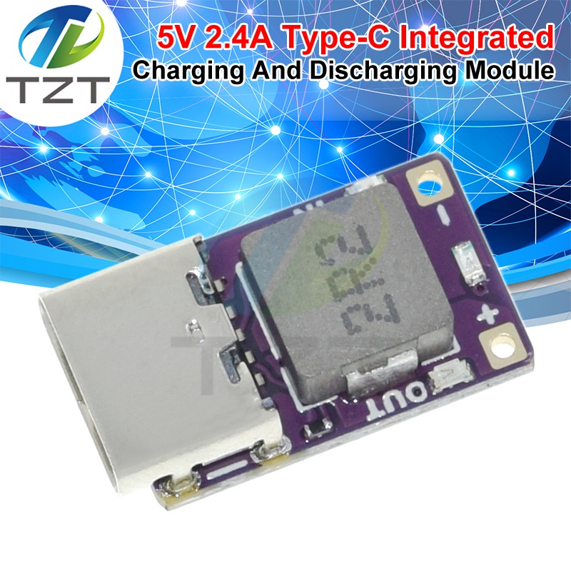 5V 2.4A Lithium Battery Charging Discharging Module Fast Charging 3.7V 4.2V18650 Lithium Battery Boost Power Module Type-C