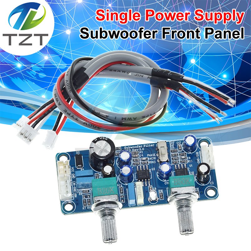 Low Pass Filter Bass Subwoofer Preamp Amplifier Board Single Power DC 9-32V Preamplifier With Bass Volume Adjustment
