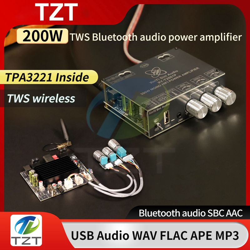T2001P single-channel 200W wireless audio power amplifier board for adjusting high and low frequencies. TWS true wireless speaker box. TPA3221