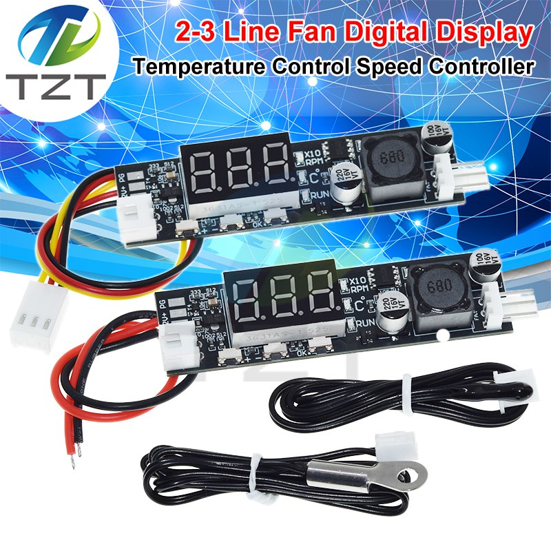 Single 12V 2A DC PWM 2-3 Wire Fan Temperature Control Speed Controller Driver Module for Chassis Computer Noise Reduction Module