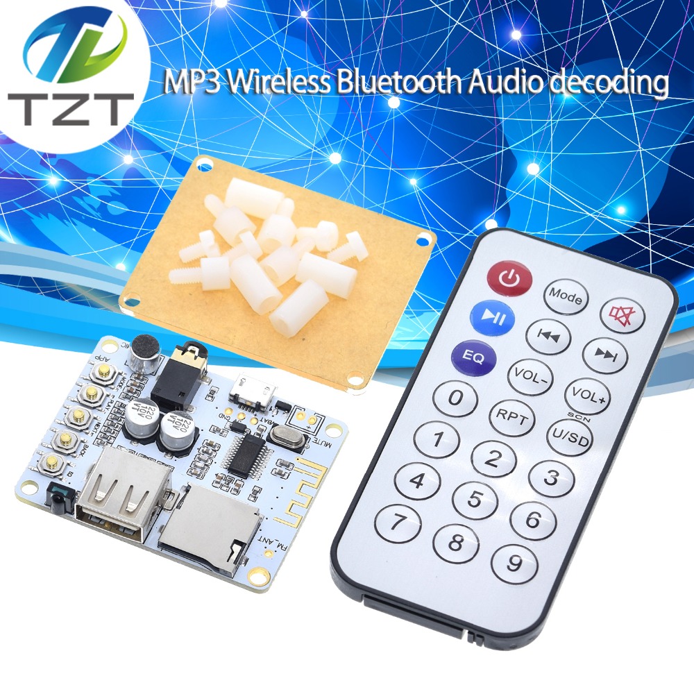 TZT Bluetooth 5.0 Audio Receiver Board With Usb Tf Card Slot Decoding Playback Preamp Output 5v Wireless Stereo Music Module