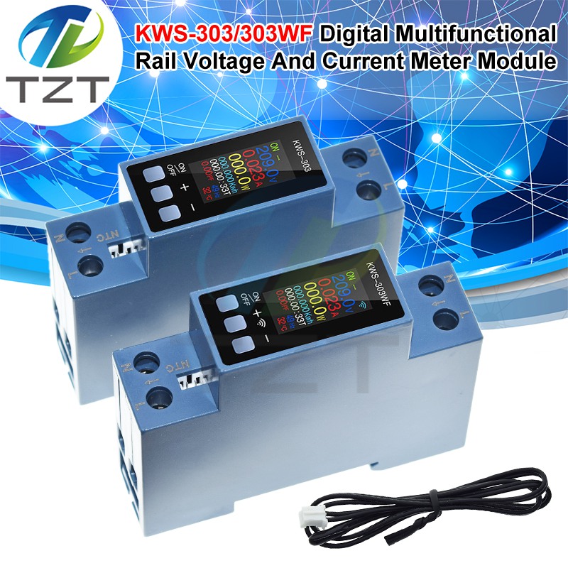 KWS-303 Tuya WiFi Power Meter Smart Switch 8 in1 Energy Meter 85-290V AC Meter Timer Relay Voltage Current Electricity Meter
