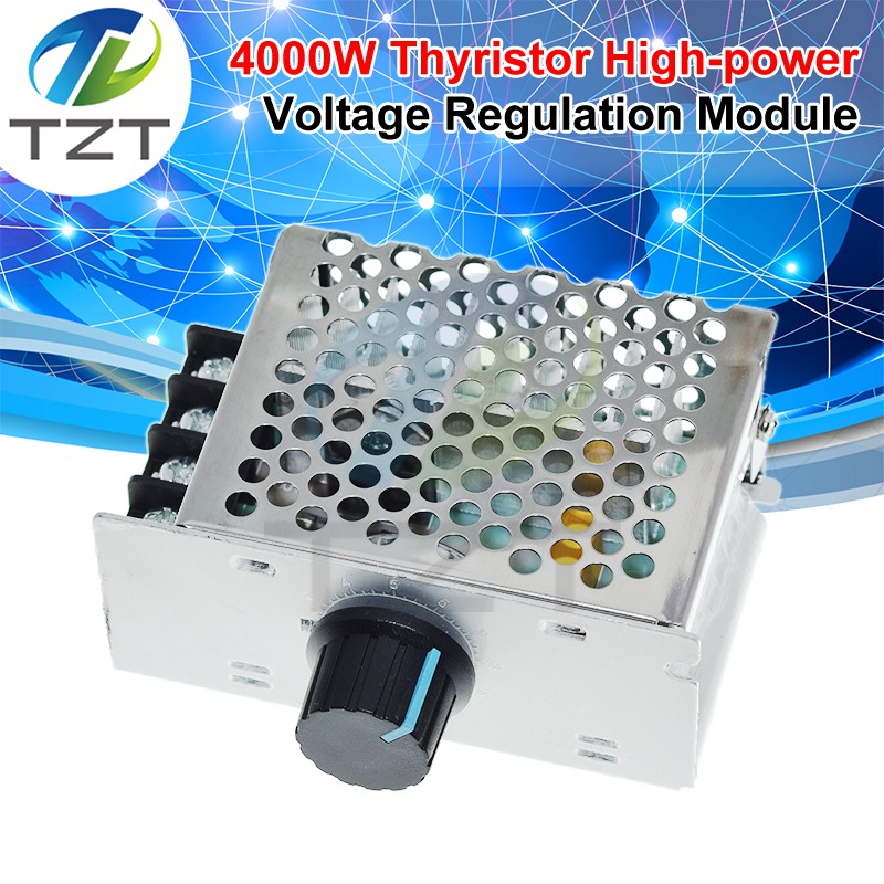 TZT Professional Voltage Regulators 4000W 220V High Power SCR Speed Controller Electronic Voltage Regulator Governor Thermostat BS