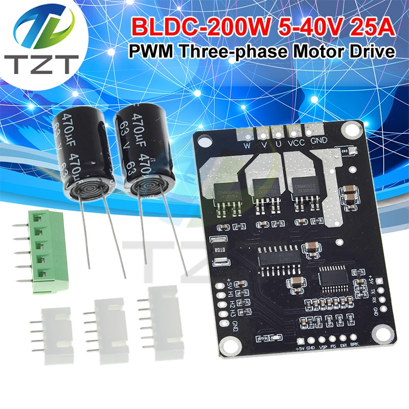 TZT BLDC-200W 5V-40V 25A Inductive Brushless Hall Motor Control PWM Three-phase Motor Drive Module