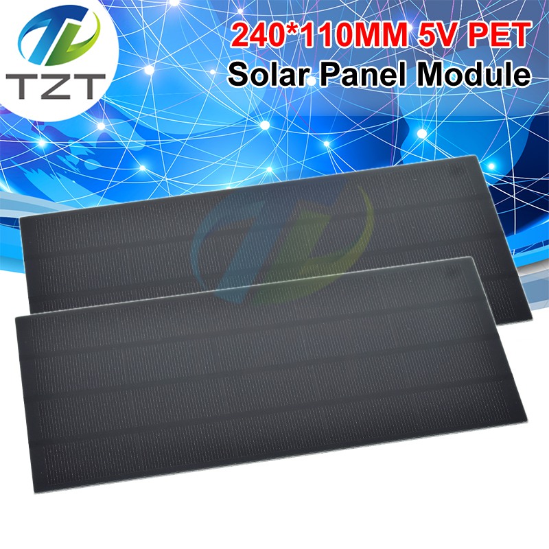 TZT 5V 600mA 3W Solar Panel Polycrystalline 240X110MM Mini Sunpower Solar System DIY for Battery Cell Phone Charger
