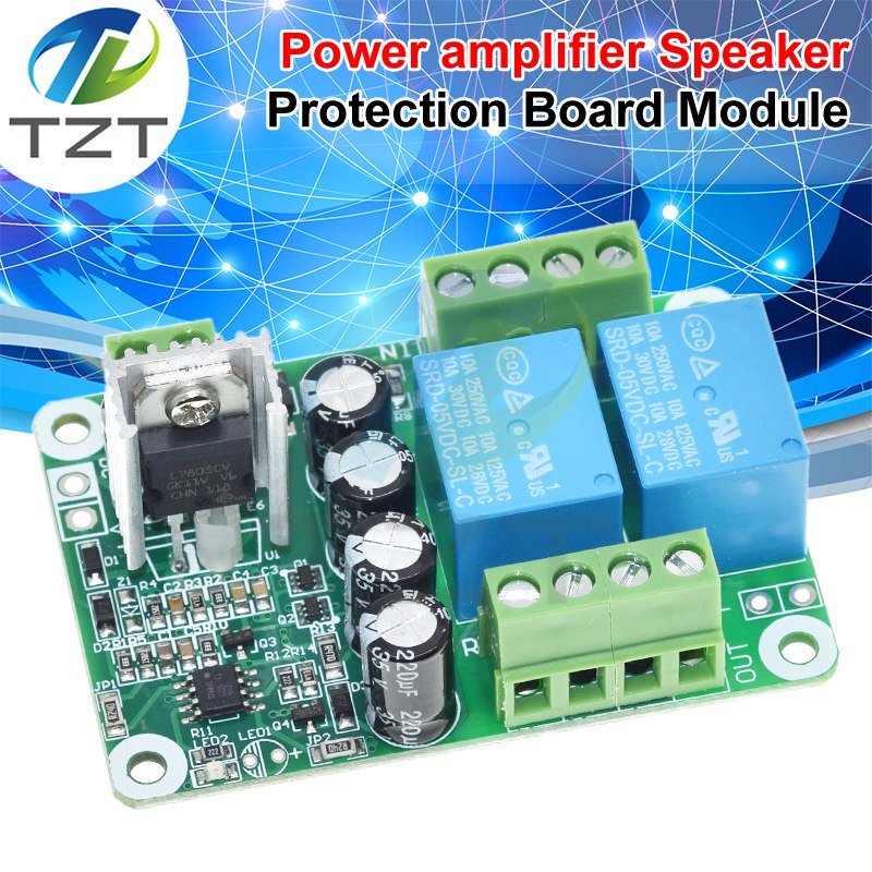 AC/ DC Stereo Audio Amplifier Speaker Protection Board TZT Boot Delay DC Protect AC 6-20V or DC 8-32V 12V POWER supply