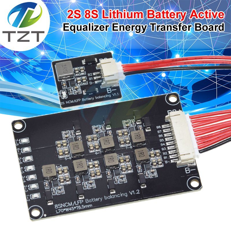 TZT 2S/8S Active Balancer Board 1.2A Li-ion Lithium Battery Board Energy Transfer Equalizer Module Inductive Version