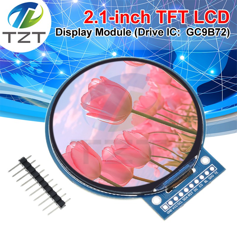 TZT 2.1 Inch Round TFT LCD Display Module GC9B72 Driver IC 360x360 SPI Circular Color Screen For Arduino