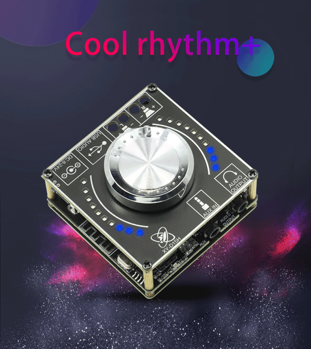 XY-D15H 10W/15W/20W Stereo Bluetooth power amplifier module 12V/24V digital power amplifier with spectrum volume