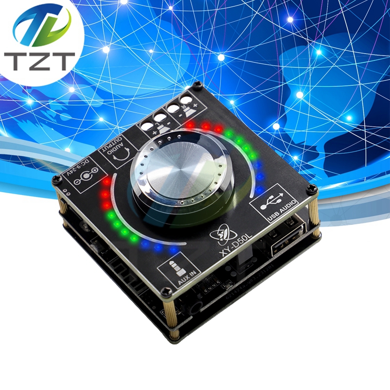 XY-D50L 50W+50W Stereo Bluetooth Audio digital power amplifier board module Volume spectrum music rhythm light