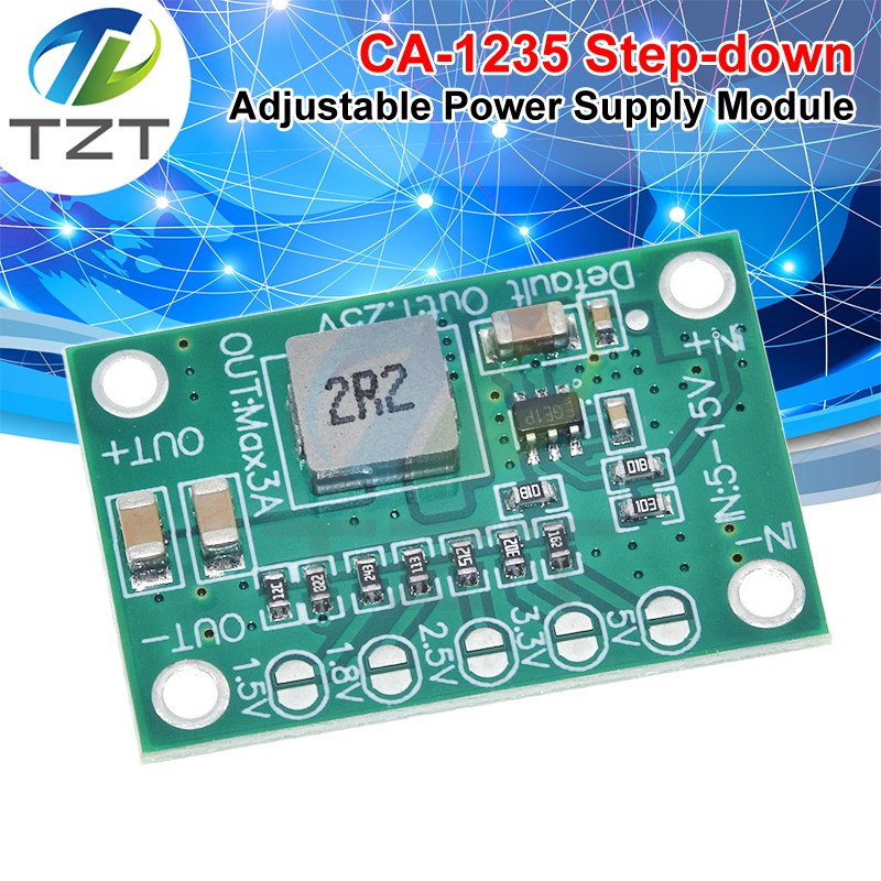 TZT CA1235 Adjustable Power Module CA-1235 Buck Power Module 1.25V 1.5/1.8/ 2.5/3.3V 5V Output 5-16V Input Step-Down Power Supply