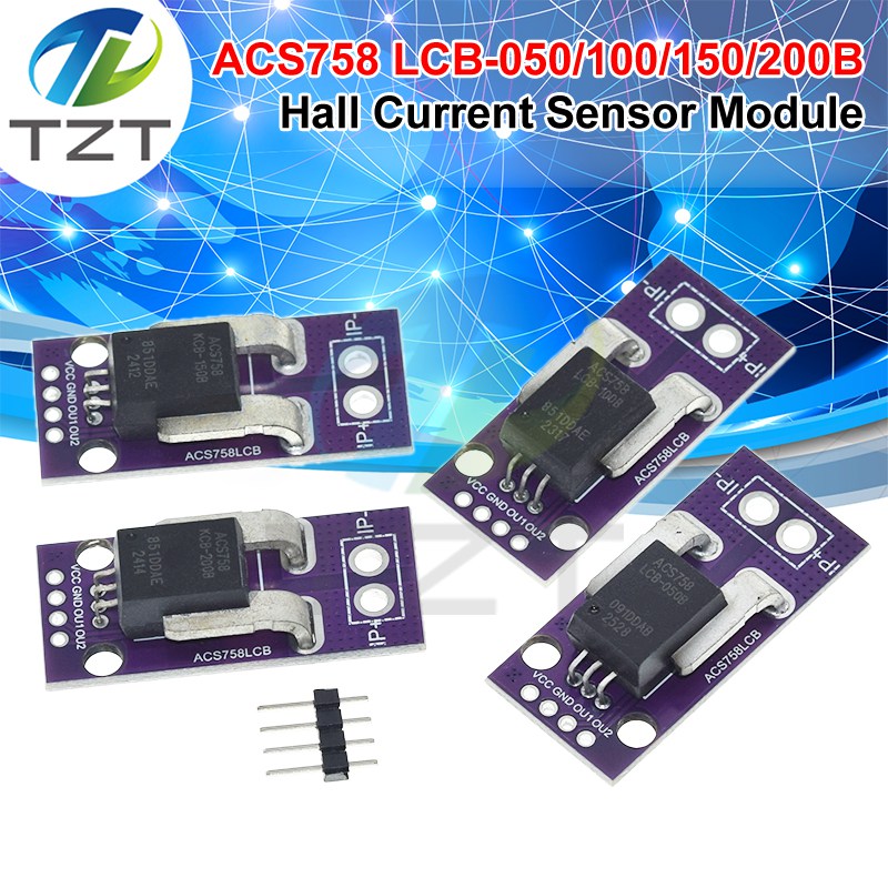 CJMCU-758 ACS758 50A 100A 150A 200A TZT TENG Hall Current Sensors Module Linear Analog AC DC 3.3V-5V ACS758LCB-050B 100B-PFF-T