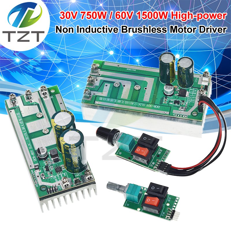 TZT DC 30V/60V 750W/1500W High-Power BLDC Motor Driver Board TZT Three Phase Brushless DC Motor Speed Controller DC Motor Governor